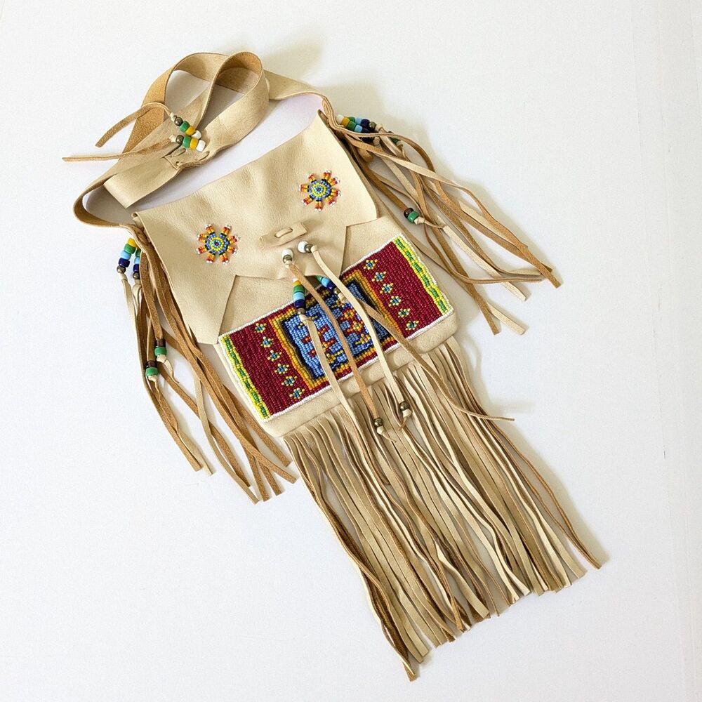 Doug Fast Horse Oglala Lakota Native American Beaded Leather Fringe Shoulder Bag - Picture 1 of 16